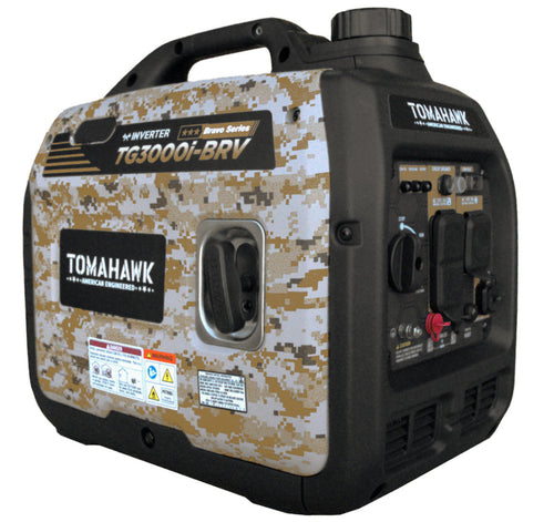 Tomahawk TG3000i-BRV 3000 Watt Inverter Generator Super Quiet Portable Gas Power Professional Use - Camo Special Edition