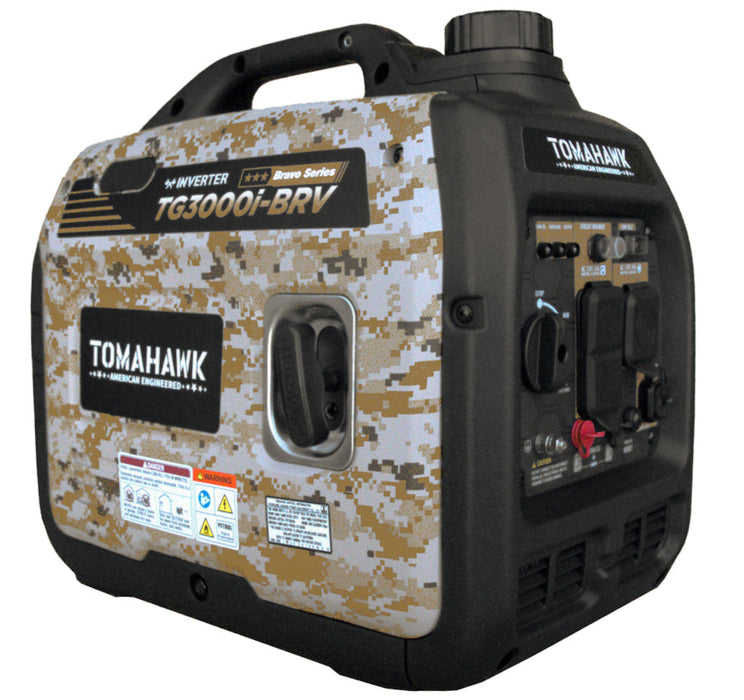 Tomahawk TG3000i-BRV 3000 Watt Inverter Generator Super Quiet Portable Gas Power Professional Use - Camo Special Edition