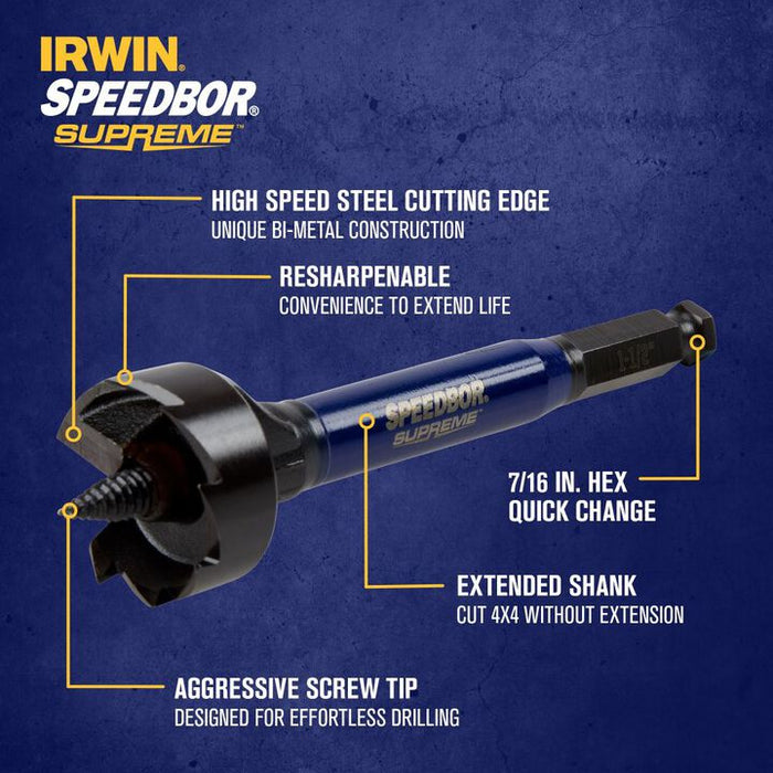 IRWIN IWAX2006 Speedbor Supreme 1-3/4-in X 6-in Woodboring Self-Feed Drill Bit