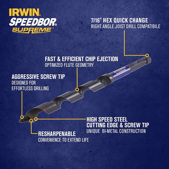 IRWIN IWAX3015 Auger Bit Speedbor Supreme 1/2in X 7 1/2in
