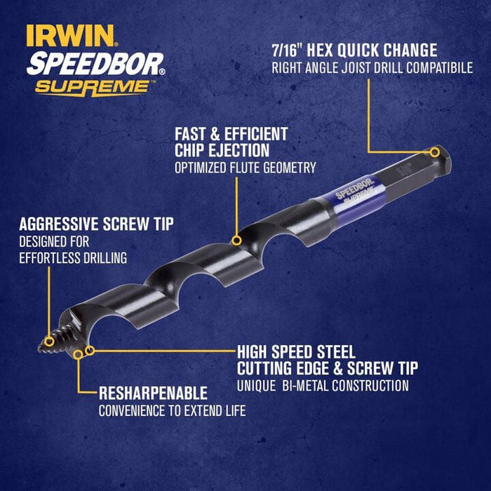 IRWIN IWAX3016 Auger Bit Speedbor Supreme 5/8in X 7 1/2in