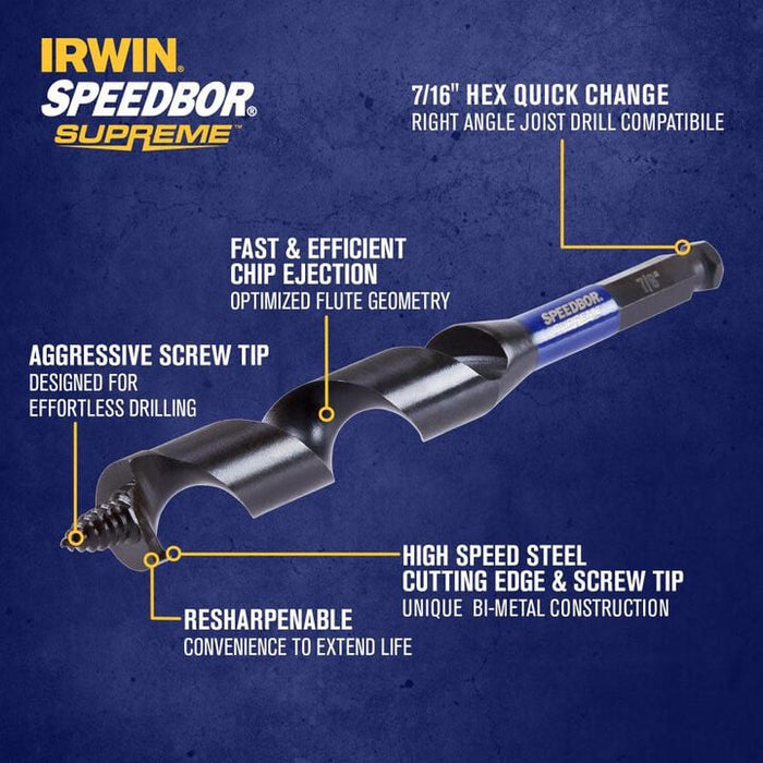 IRWIN IWAX3018 Auger Bit Speedbor Supreme 7/8in X 7 1/2in