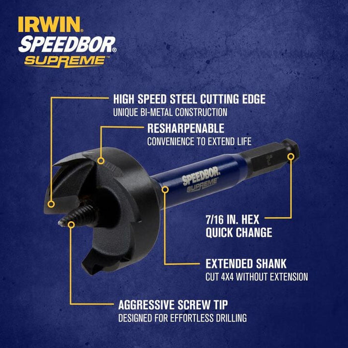 IRWIN IWAX2007 Speedbor Supreme SP Self Feed Bit, 2in