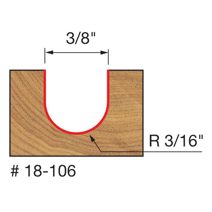 Freud 18-106 3/16" Radius Round Nose Bit with 1/4" Shank