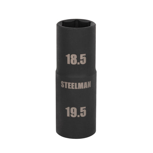 Steelman Pro 97025 1/2-Inch Drive 6-Point Thin Wall 18.5mm x 19.5mm Double Ended Impact Flip Socket