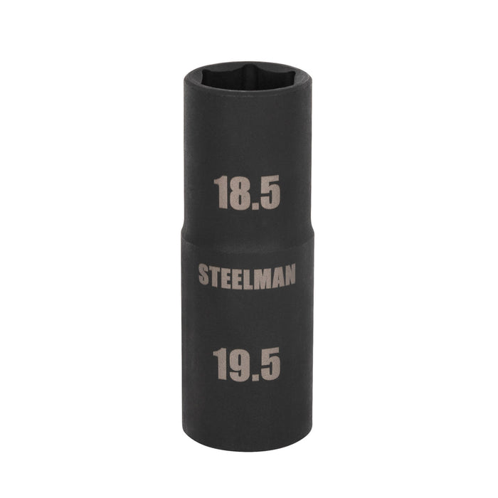 Steelman Pro 97025 1/2-Inch Drive 6-Point Thin Wall 18.5mm x 19.5mm Double Ended Impact Flip Socket