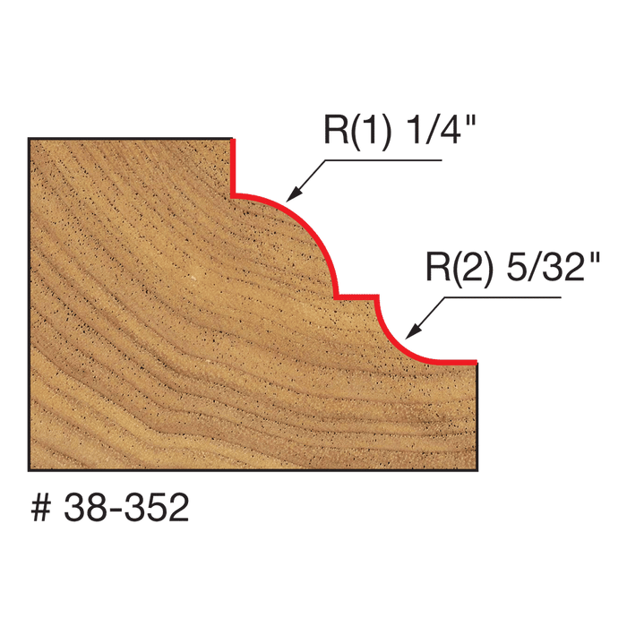 Freud 38-352 1-1/2" Diameter Classical Cove & Bead Bit with 1/4" Shank
