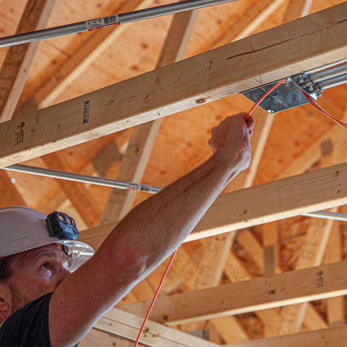 Klein Tools 56380 Non-Conductive Electrical Fish Tape, Multi-Groove Fiberglass Wire Puller with Steel Leader, 100-Foot x 3/16-Inch