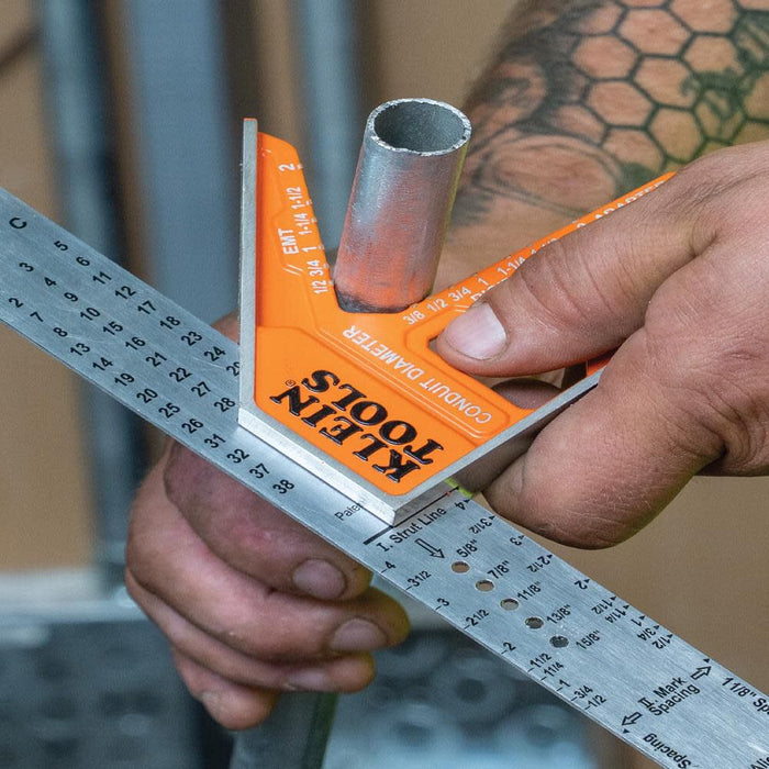 Klein Tools 935CSEL Combination Square Ruler for Electricians and Carpenters, Stainless Steel Double Sided Ruler, Bubble Level, Magnetic