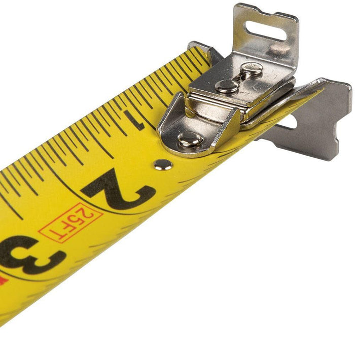 Klein Tools 9225 Tape Measure, Heavy-Duty Measuring Tape with 25-Foot Double-Hook Double-Sided Nylon Reinforced Blade, with Metal Belt Clip