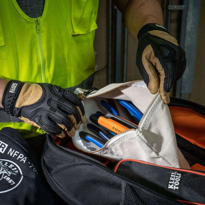 Klein Tools 5139 Zipper Bag, Canvas Tool Pouch to 12.5 x 7 x 0.7 -Inch with Heavy Duty Brass Zipper Close, Natural