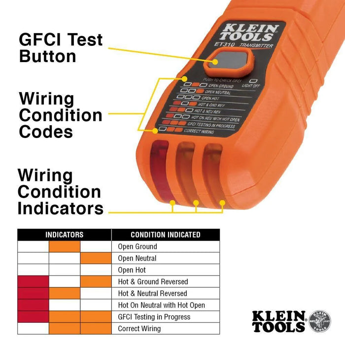 Klein Tools ET310 AC Circuit Breaker Finder, Electric Tester and Voltage Tester with Integrated GFCI Outlet Tester