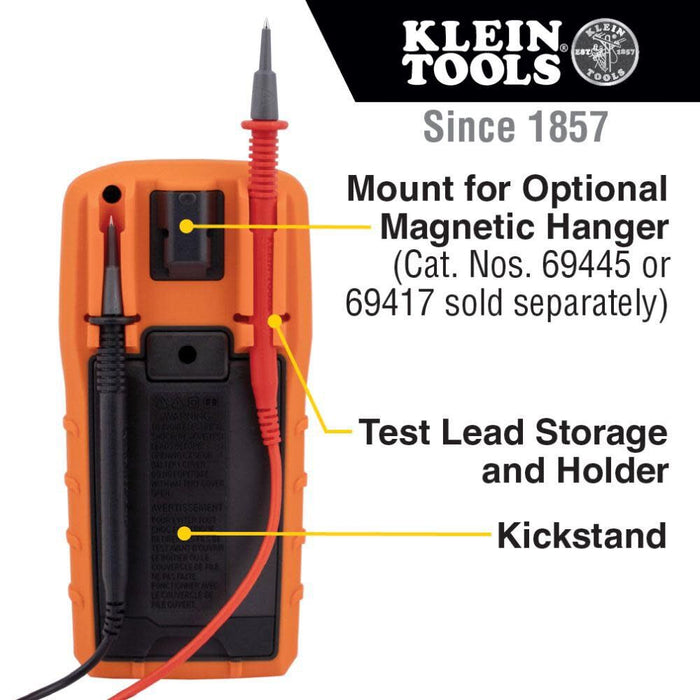 Klein Tools MM720 Digital Multimeter, Auto-Ranging TRMS, Low Impedance (LoZ), 1000V AC/DC Voltage, 10A AC/DC Current, 60 MOhms Resistance