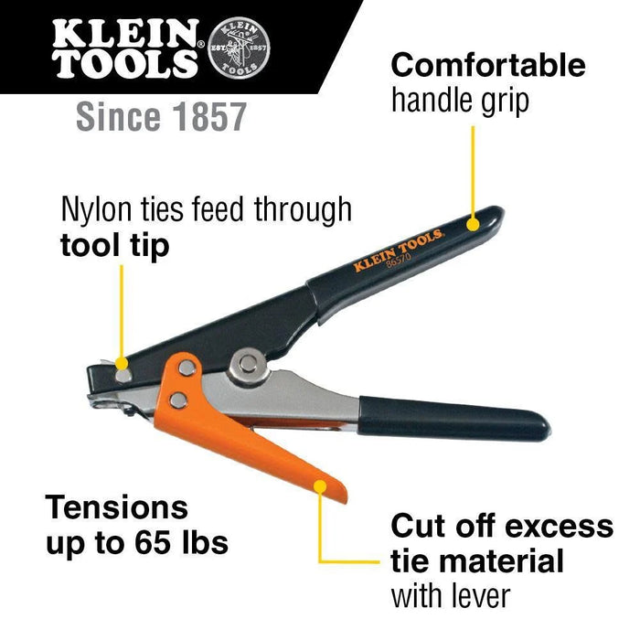 Klein Tools 86570 Tie Tensioning Tool, for Ties Rated at 120 to 250-Pound, Supplies up to 65-Pound of Tension, Handle Grips for Comfort