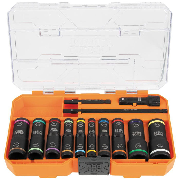 Klein Tools 65239 KNECT Flip-20 Impact Socket Set, SAE and Metric, 13-Piece