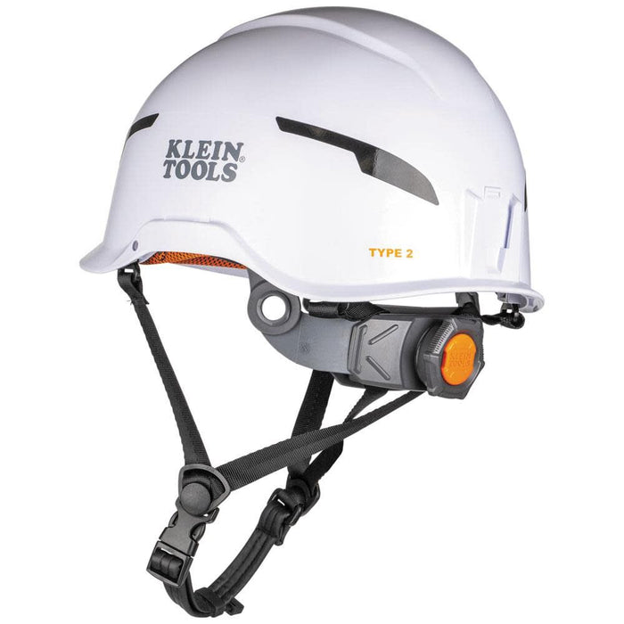 Klein Tools 60564 Safety Helmet, Type-2 Safety Helmet 20kV Protection, Non-Vented, Class E, White