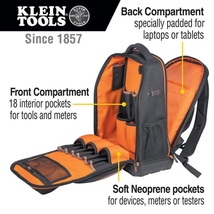 Klein Tools Backpack, Black/Orange - 62805BPTECH.