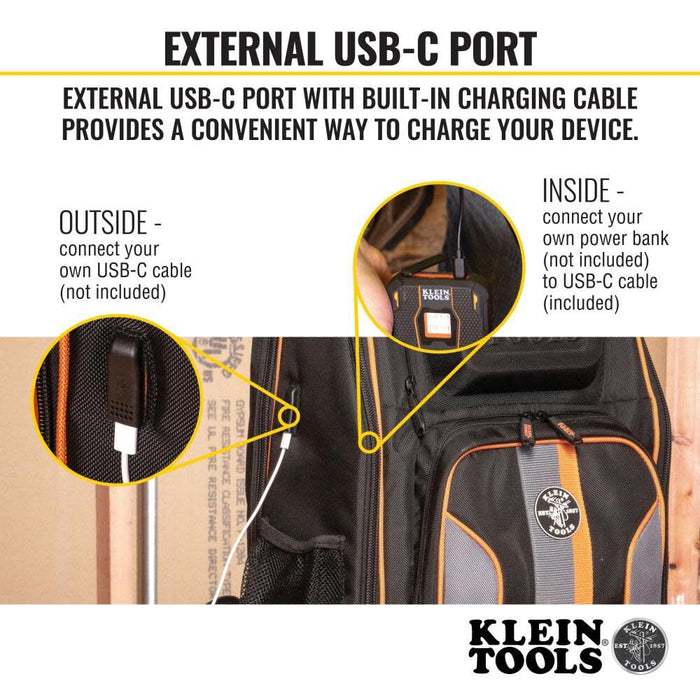 Klein Tools Backpack, Black/Orange - 62805BPTECH.