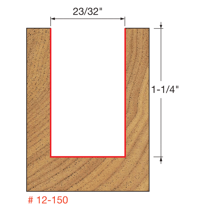 Freud 12-150 23/32" Diameter Straight Router Bit with 1/2" Shank