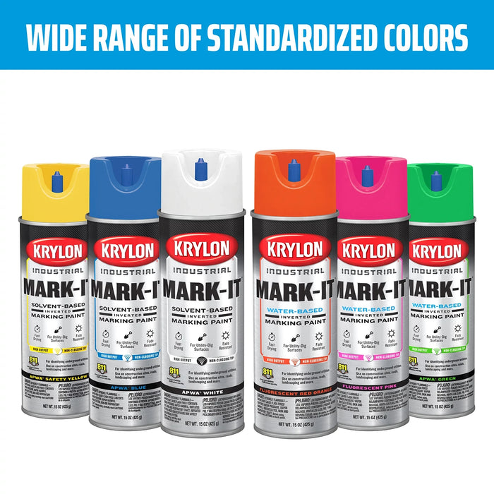 Krylon K00589408 MARK-IT Water-Based Inverted Marking Chalk, White, 15 oz.