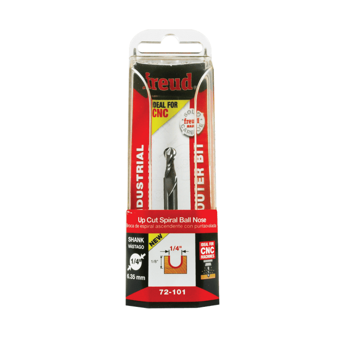 Freud 72-101 1/4" x 1/2" Up Cut Spiral Ball Nose with 1/4" Shank