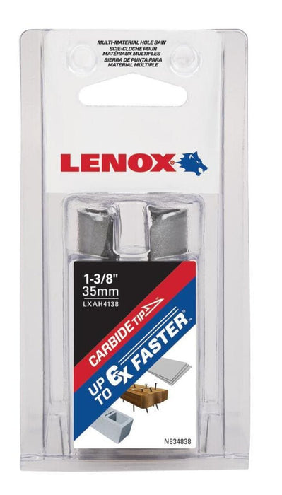 Lenox LXAH4138 Hole Saw, Carbide, 1 3/8-Inch, 35MM
