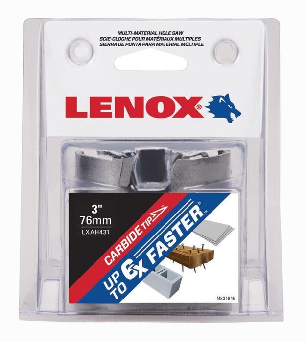 Lenox LXAH431 Hole Saw, Carbide, 3-Inch, 76MM