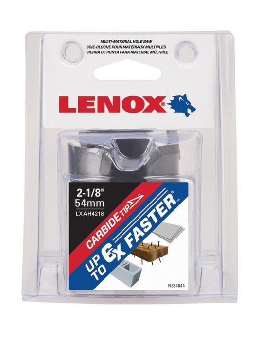 Lenox LXAH4218 Hole Saw, Carbide, 2 1/8-Inch, 54MM