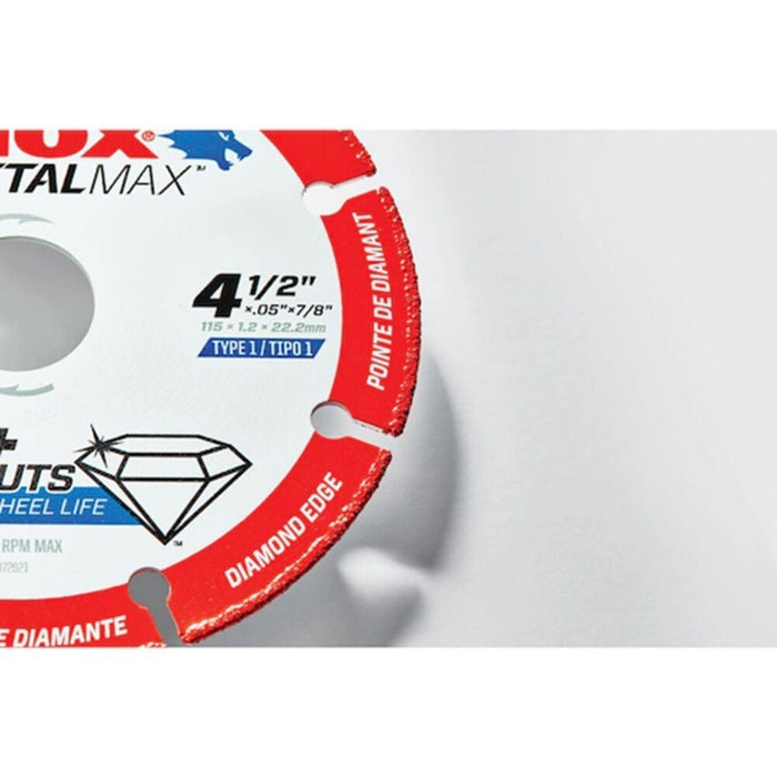 Lenox 1972921 Diamond Saw Blade: 4 1/2 in Blade Dia., 7/8 in Arbor Size, For Angle Grinder
