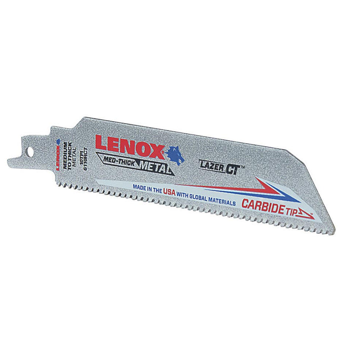 Lenox (LXAR6110CT) LAZER CT Carbide Tipped Reciprocating Saw Blades, 10 TPI, 6" Length, 1" Width, .050" Thickness