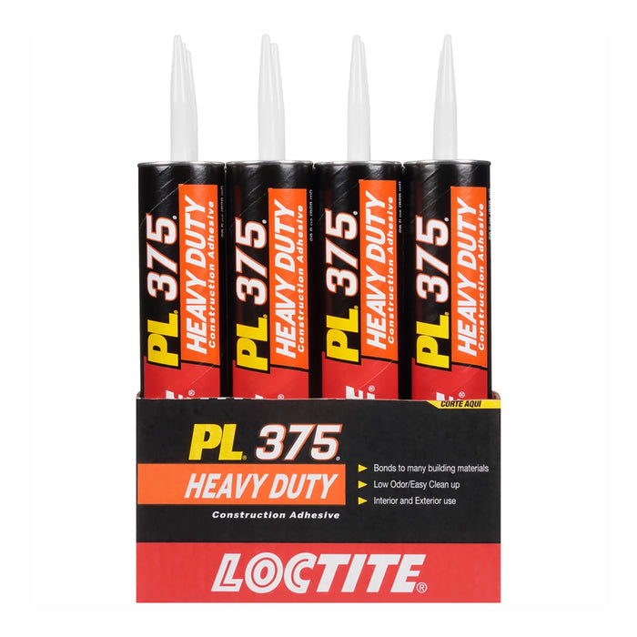 Loctite PL375 VOC Heavy Duty Construction Adhesive, 10 fl oz Cartridge (Pack of 12)