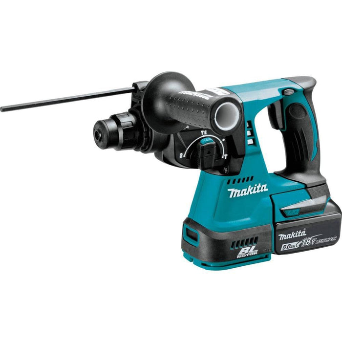 Makita XRH01T 18V LXT Brushless 1" SDS-PLUS Rotary Hammer Kit, var. spd., rev., case (5.0Ah) & FREE Makita BL1850B