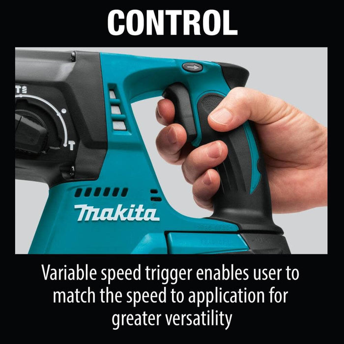 Makita XRH01T 18V LXT Brushless 1" SDS-PLUS Rotary Hammer Kit, var. spd., rev., case (5.0Ah) & FREE Makita BL1850B