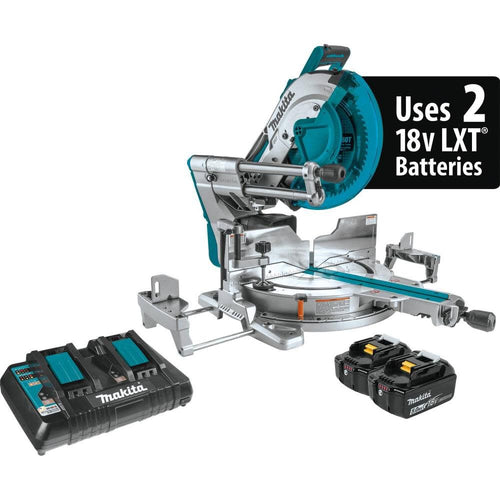 Makita (XSL08PT) 36V (18V X2) LXT Brushless 12" Dual‑Bevel Sliding Compound Miter Saw Kit, AWS Capable and Laser