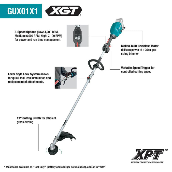 Makita (GUX01JM1X1) 40V Max XGT️ 17" Couple Shaft Power Head Kit