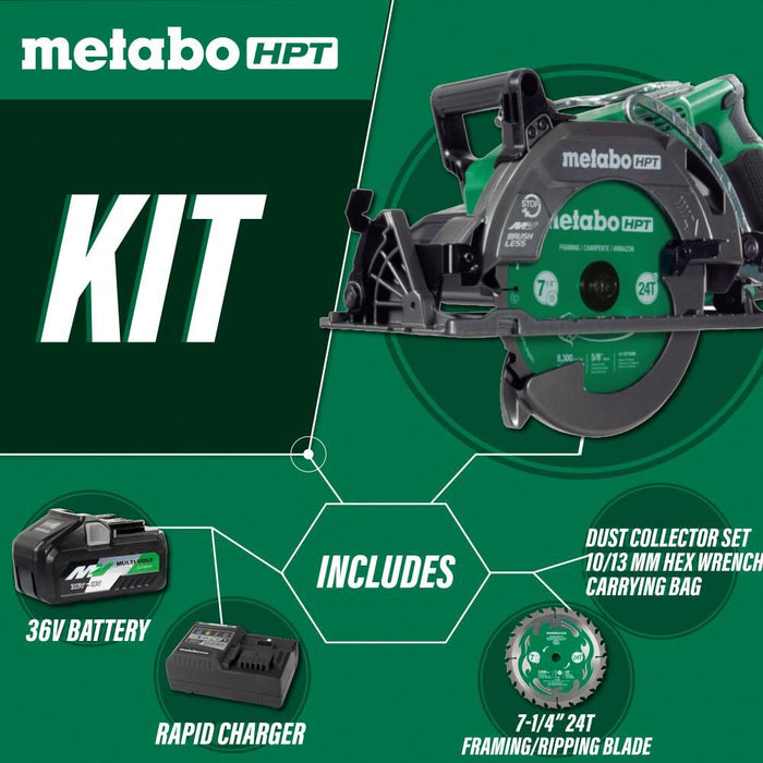Metabo HPT 36-Volt Multi-Volt 7-1/4-in Brushless Cordless Circular Saw Kit