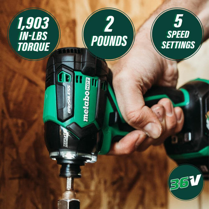 Metabo HPT 36V Multi-Volt Triple Hammer BOLT Impact Driver Cordless Kit