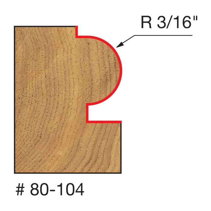 Freud 80-104 3/16" Radius Traditional Beading Bit with 1/4" Shank