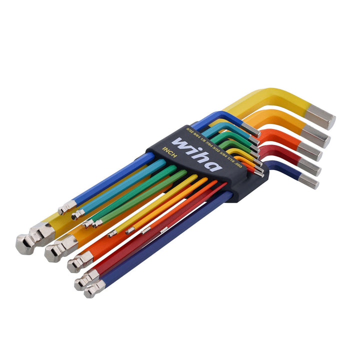 Wiha 13 Piece Ball End Color Coded Hex L-Key Set - Inch