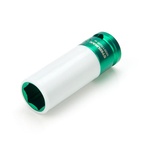 Steelman 95615-05 3/4-inch Sleeved Socket, Wheel and Lug Nut Protector Polyethylene Sleeve and Insert, Non-Marring, Long, 6-Point, 1/2-inch Drive