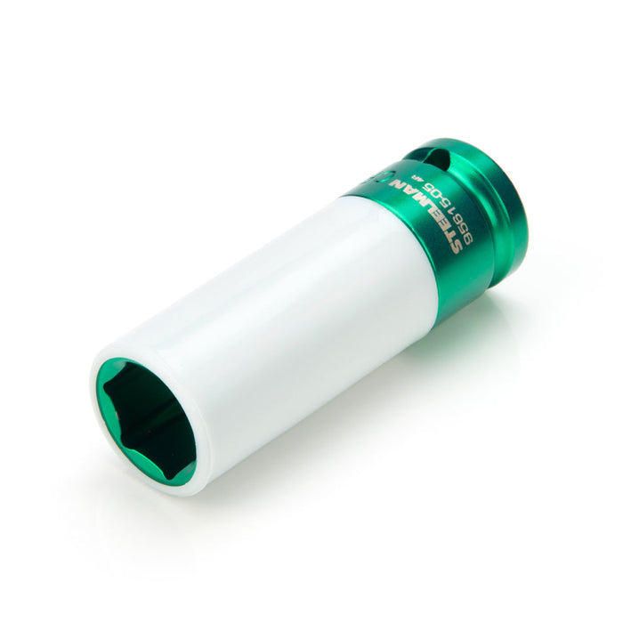 Steelman 95615-05 3/4-inch Sleeved Socket, Wheel and Lug Nut Protector Polyethylene Sleeve and Insert, Non-Marring, Long, 6-Point, 1/2-inch Drive