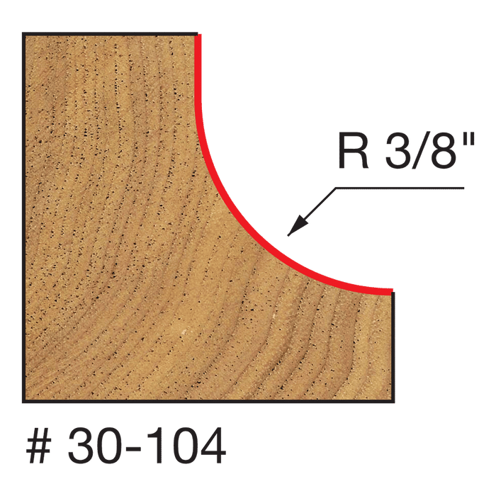 Freud 30-104 3/8" Radius Cove Bit with 1/4" Shank