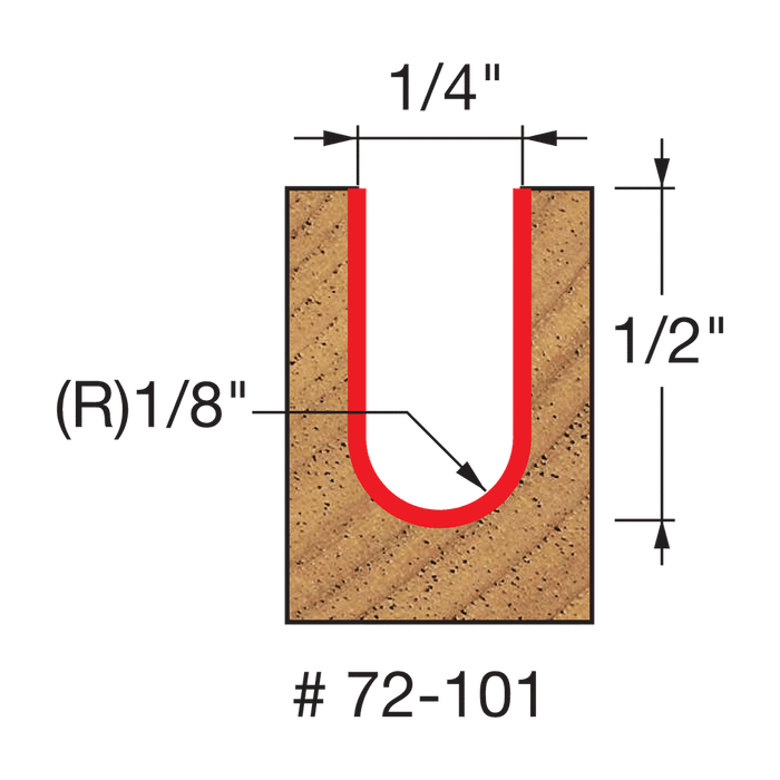 Freud 72-101 1/4" x 1/2" Up Cut Spiral Ball Nose with 1/4" Shank