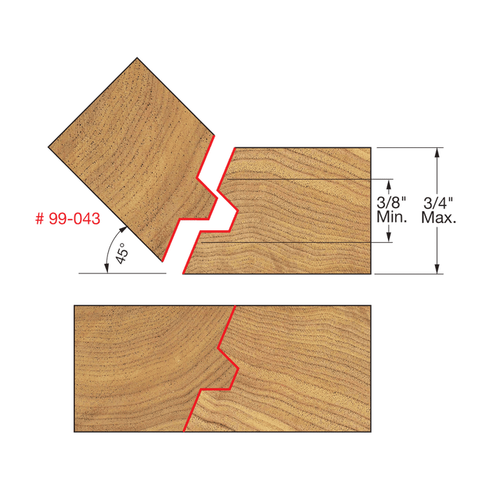 Freud 99-043 1-15/32" Diameter Lock Miter Bit with 1/2" Shank