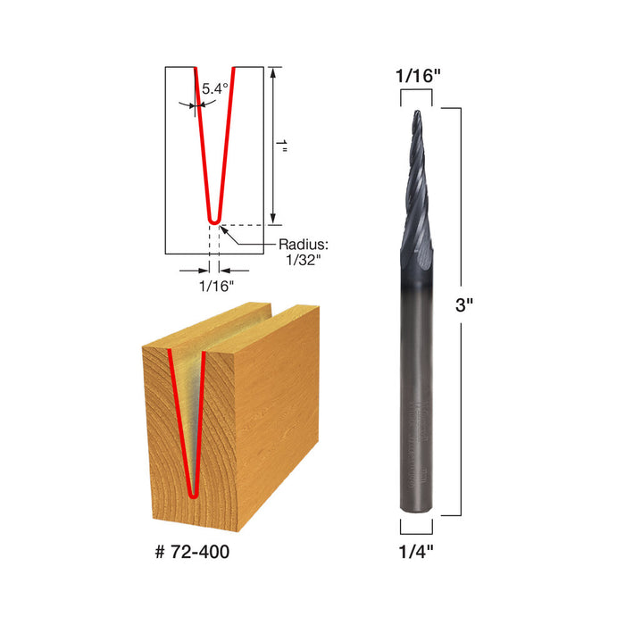 Freud 72-400 5.4" x 1/16" Tapered Ball Tip