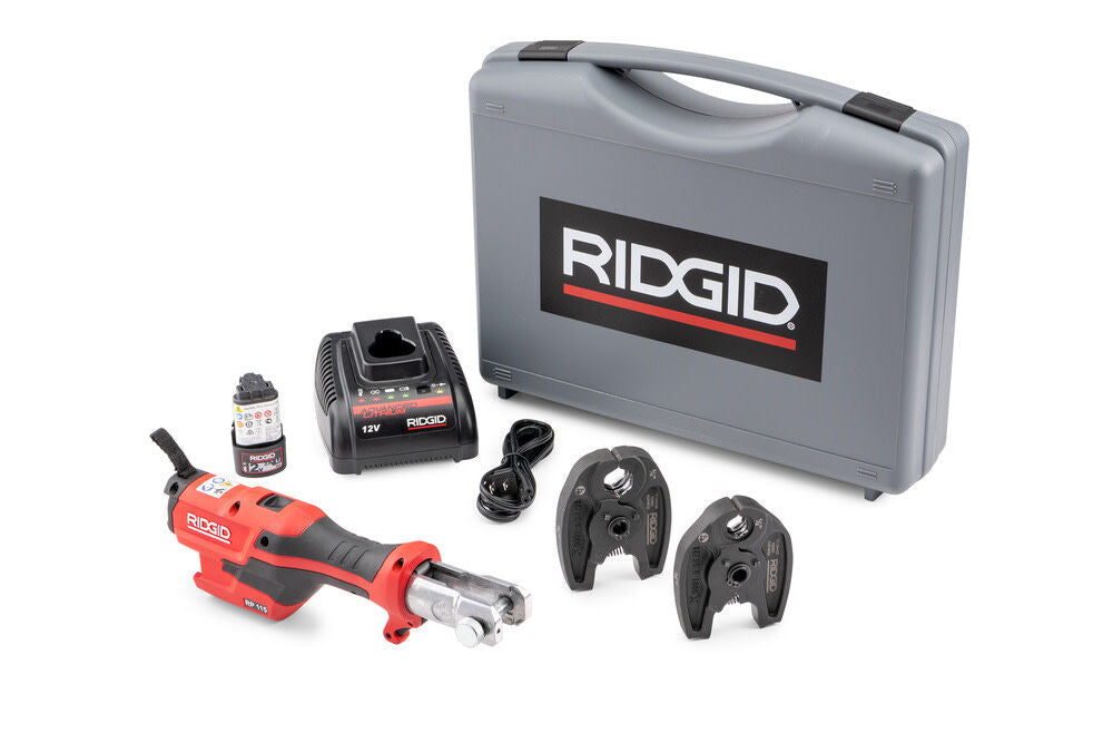 Ridgid RP 115 Mini Press Tool Battery Kit with Pro-press Jaws 1/2in-3/4in