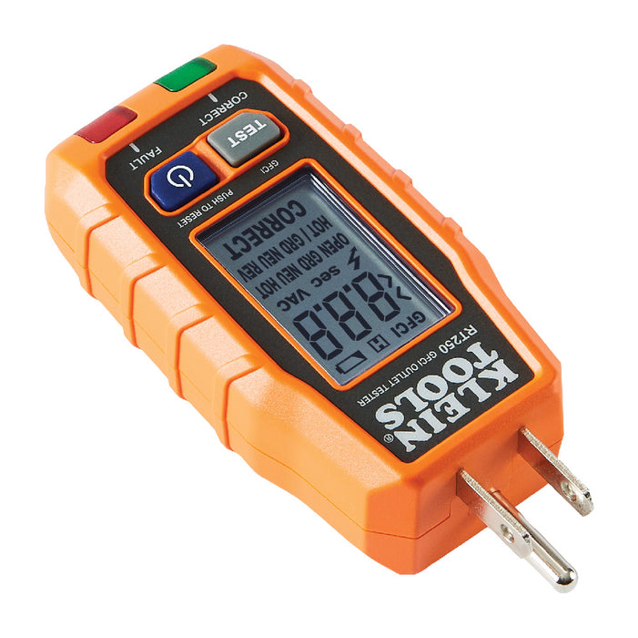 Klein Tools RT250 GFCI Outlet Tester with LCD Display, Electric Voltage Tester for Standard 3-Wire 120V Electrical Receptacles