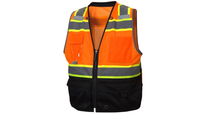 Pyramex RVZ4420BXL RVZ44 Series Vest Hi-Vis Orange, Black Bottom, X-Large