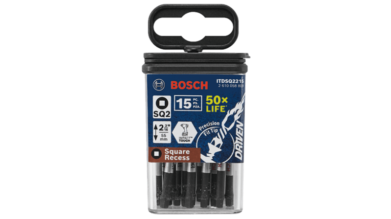 BOSCH 15-Pack 2 In. Driven Square #2 Impact Tough Screwdriving Power Bits
