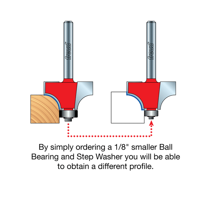 Freud 34-124 3/8" Radius Quadra-Cut Rounding Over Bit with 1/2" Shank